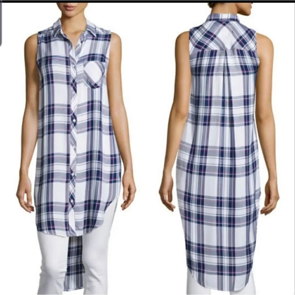 Rails Jordyn white/navy/orchid split tunic tank sz Medium